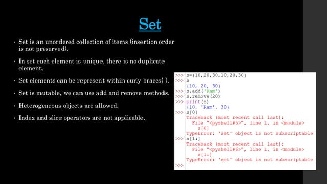 Python Collections - List, Tuple and Set. | PPT