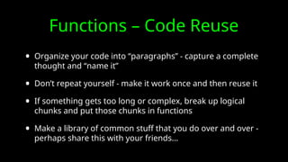 python functions and code reuse guide | pdf |... Comprehensive Introduction to Python Functions and Their Usage | PPT