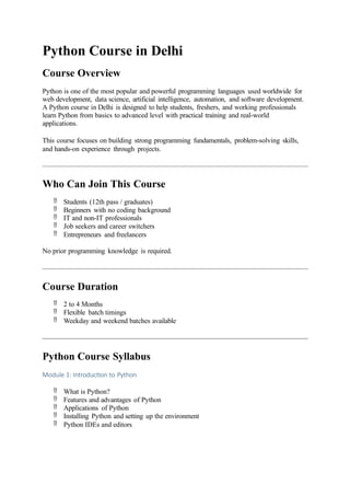 Best Python Course in Delhi(Tech Explica) | PPTX