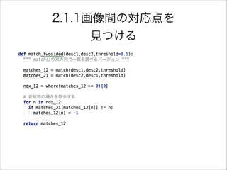 2.1.1画像間の対応点を
見つける
 