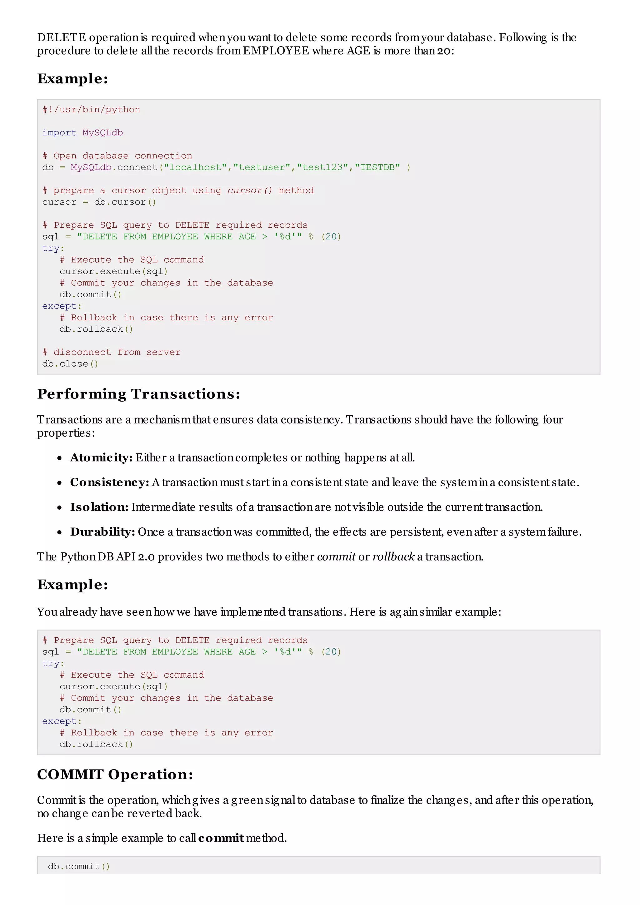 Python database access | PDF