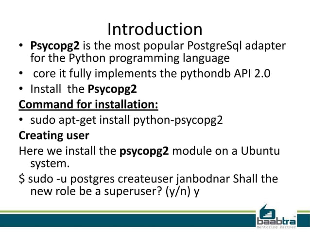 Python database connection | PPT