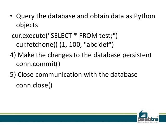 Python database connection image.