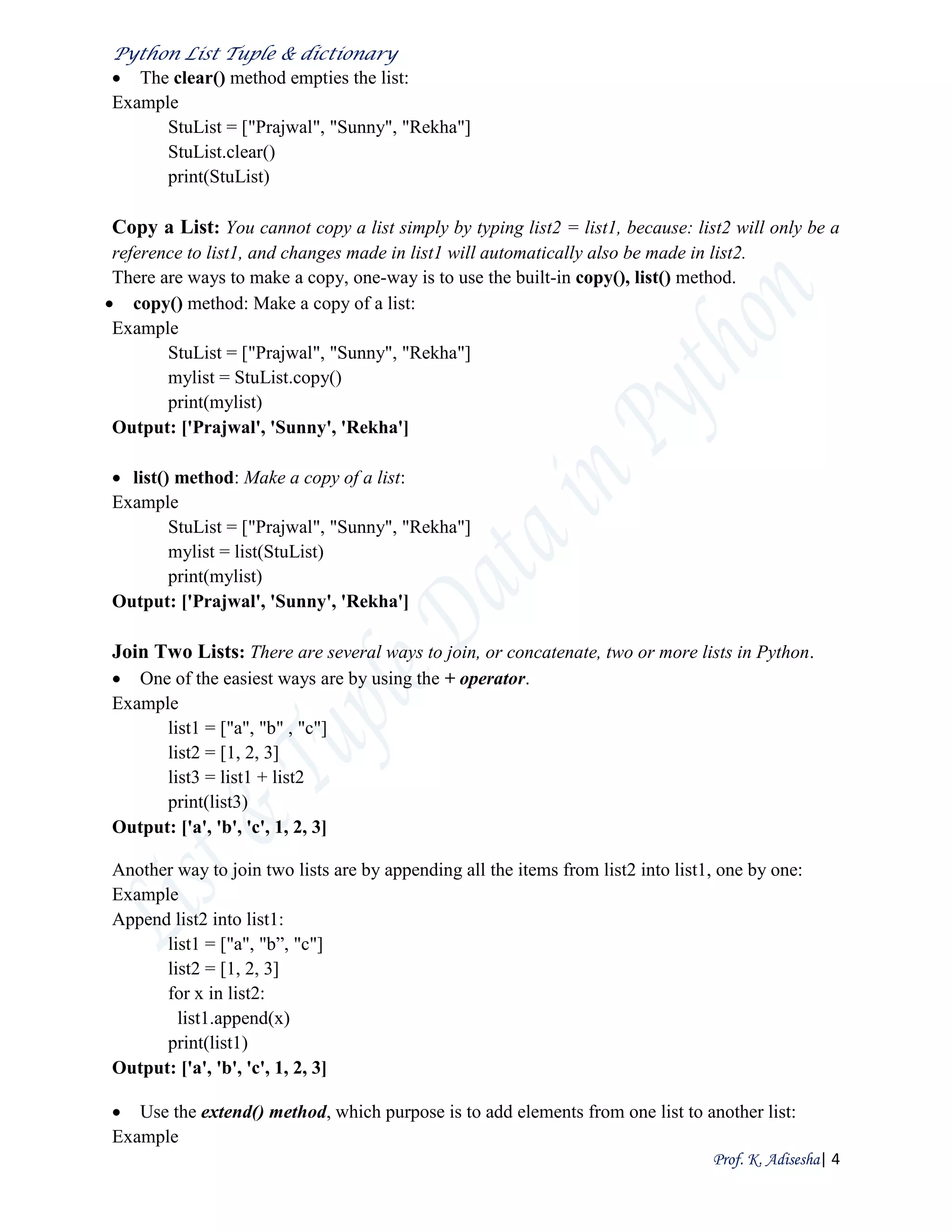 Python data handling notes | PDF