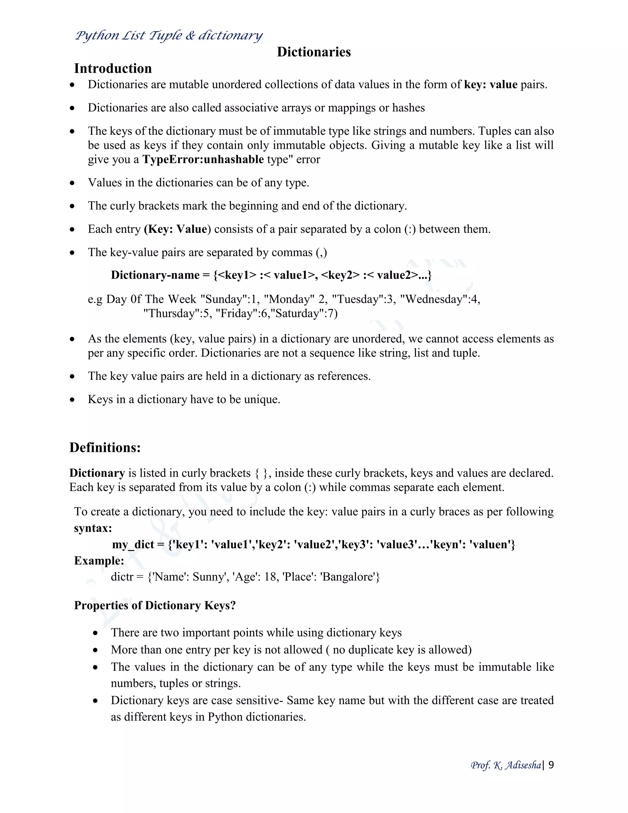 Python data handling notes | PDF