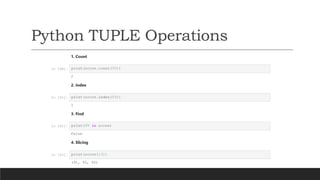 Python Data Structures (TUPLE, SET, DICT) | PDF