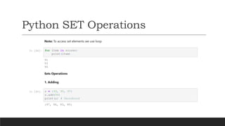 Python Data Structures (TUPLE, SET, DICT) | PDF