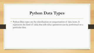 PYTHON DATA TYPE in python using v .pptx