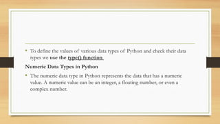 PYTHON DATA TYPE in python using v .pptx