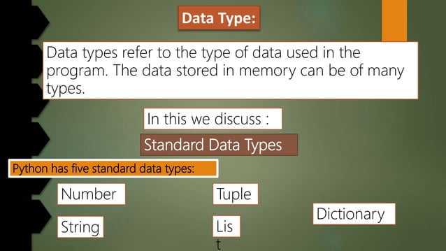 DATA TYPE IN PYTHON | PPT | Free Download
