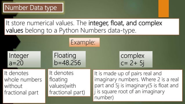 DATA TYPE IN PYTHON | PPT | Free Download