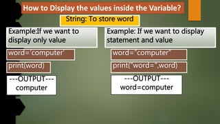 How to Display the values inside the Variable?
 