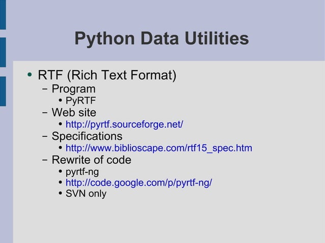 Python utilities for data presentation | PPT
