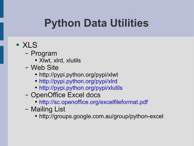 Python utilities for data presentation | PPT | Free Download