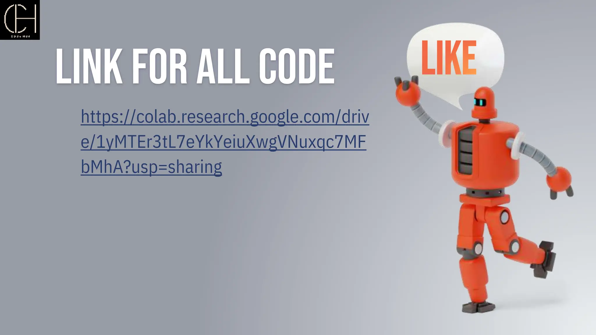 Link for all Code
https://colab.research.google.com/driv
e/1yMTEr3tL7eYkYeiuXwgVNuxqc7MF
bMhA?usp=sharing
 