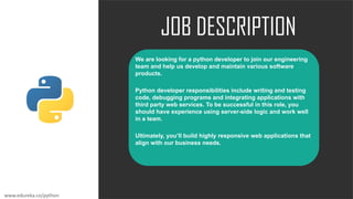 Python Developer Resume | Python Developer Skill Set, Jobs, Roles and ...