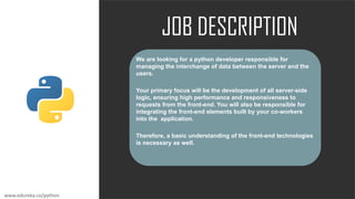 Python Developer Resume | Python Developer Skill Set, Jobs, Roles and ...