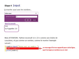 langage de programmation python : instruction input | PPTX