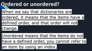 Introduction to python dictionaries .pptx | Programming Languages ...