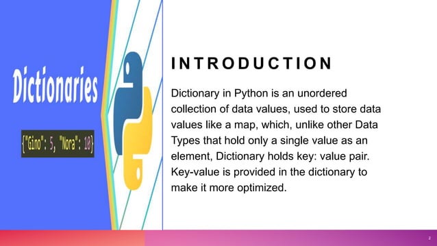 Python Dictionary.pptx | Programming Languages | Computing