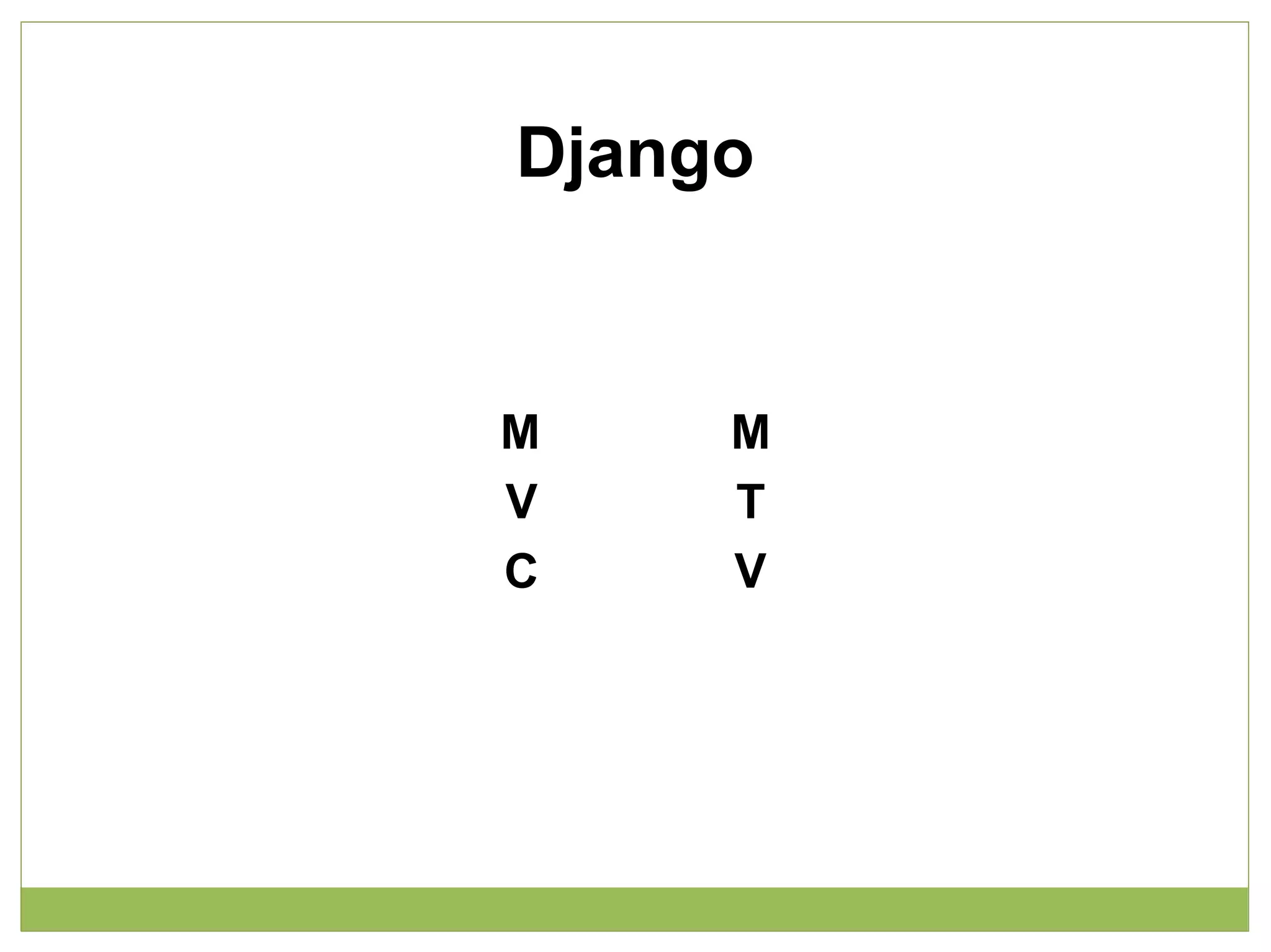 Django

M
V
C

M
T
V

 