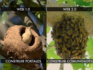 WEB 1.0                WEB 2.0




CONSTRUIR PORTALES   CONSTRUIR COMUNIDADES
 