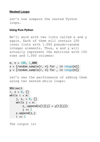 Python faster for loop | PDF | Programming Languages | Computing