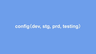 config（dev, stg, prd, testing）
 