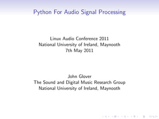 Python For Audio Signal Processing ( PDFDrive ).pdf | Digital Audio ...