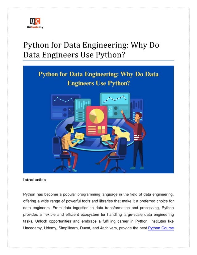 Python for Data Engineering: Why Do Data Engineers Use Python? | PDF