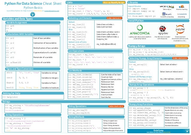 python for data science cheat sheet data science cheat sheet