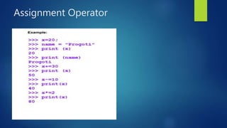 Assignment Operator
 