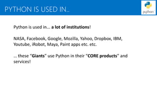 Python for dummies | PPTX | Programming Languages | Computing