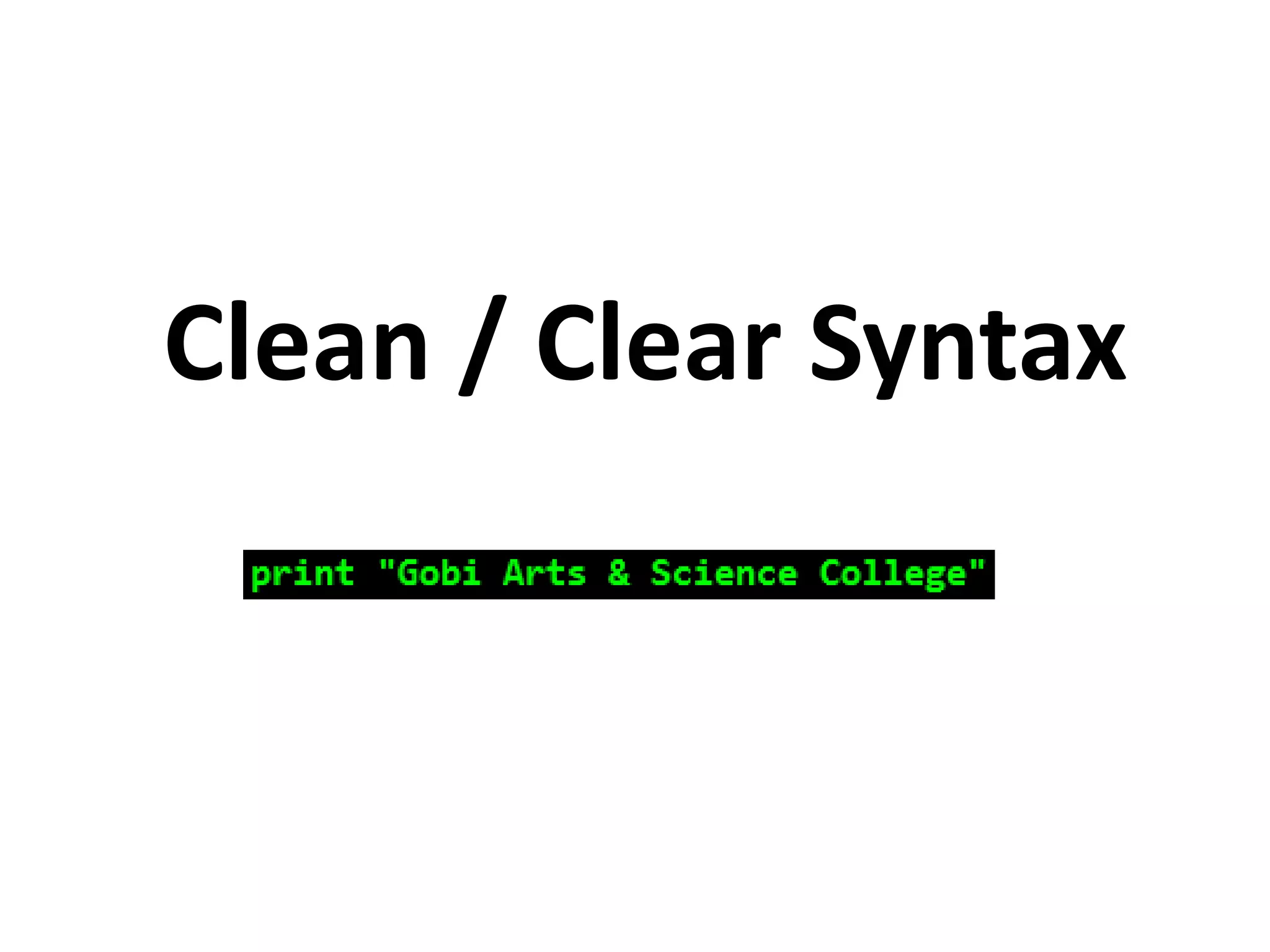 Clean / Clear Syntax 