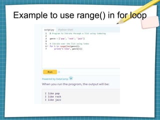 Python for loop | PPTX