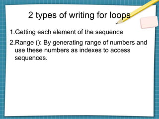 Python for loop | PPTX