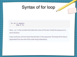 Python for loop | PPTX
