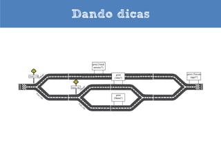 Dando dicas

• O programa somente diz se acertou ou não
• Para ajudar você dirá “Alto” ou “Baixo” caso a
  pessoa erre
• Como ficaria a estrada?
 
