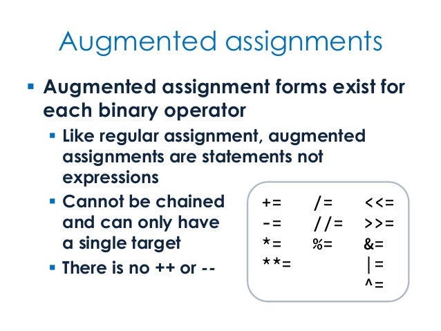 python augmented assignment