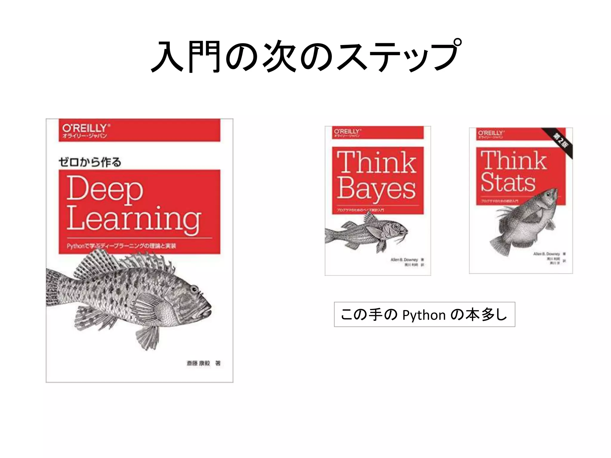 入門の次のステップ
この手の Python の本多し
 