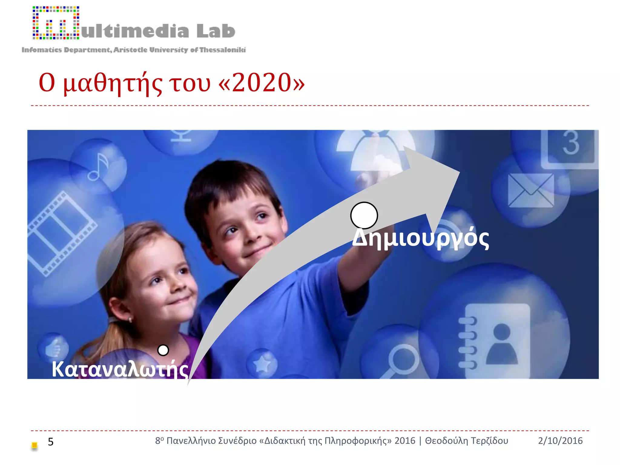 Ο μαθητής του «2020»
5
Καταναλωτής
Δημιουργός
2/10/20168ο Πανελλήνιο Συνέδριο «Διδακτική της Πληροφορικής» 2016 | Θεοδούλη Τερζίδου
 