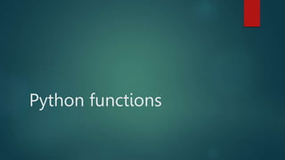 Functions in Python Syntax and working . | PPT