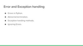 Python fundamental course curriculum | PPTX | Web Development | Internet