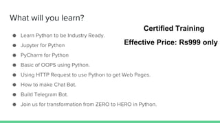 Python fundamental course curriculum | PPTX | Web Development | Internet