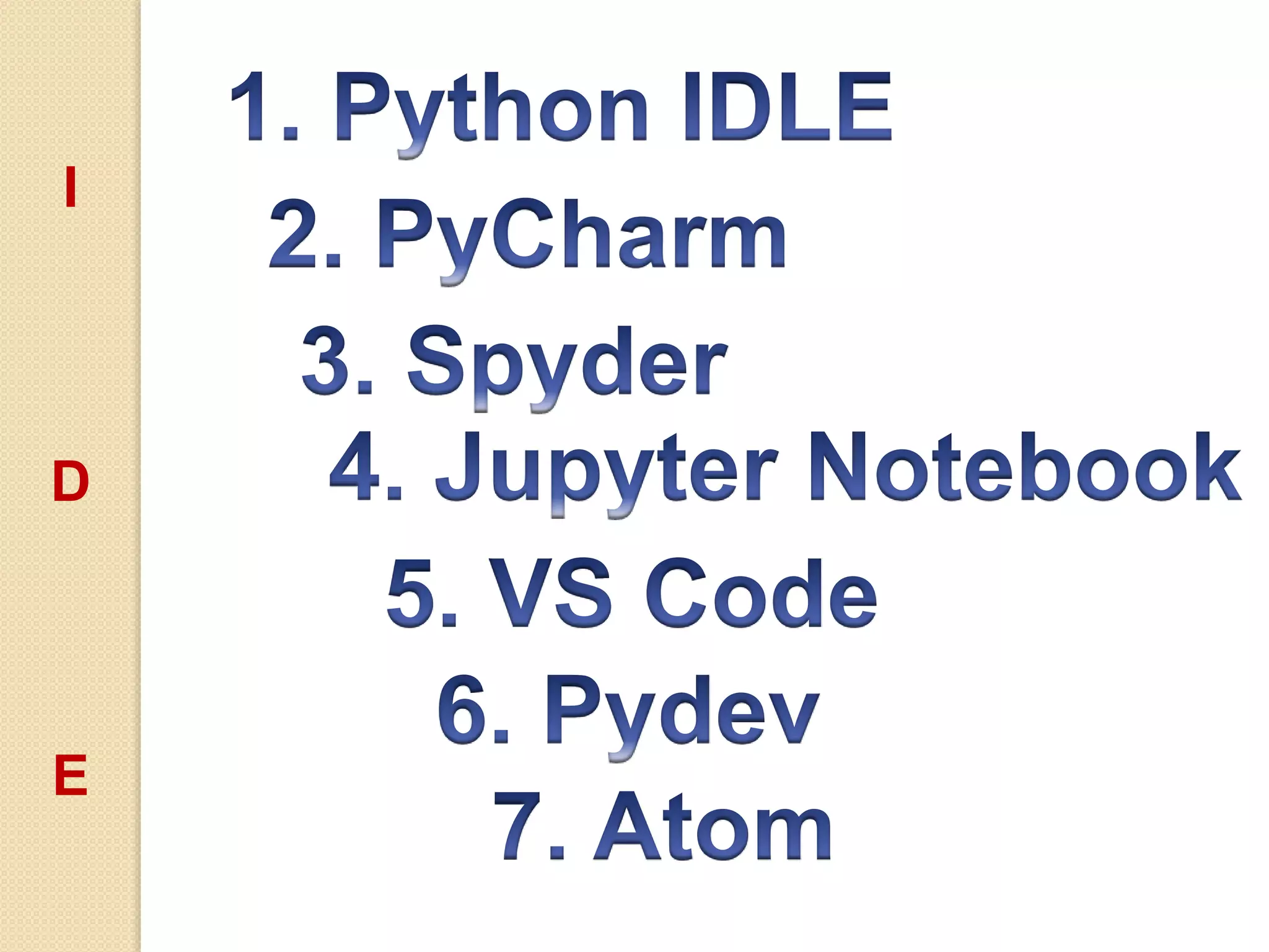 introduction to python IDE's | PPT