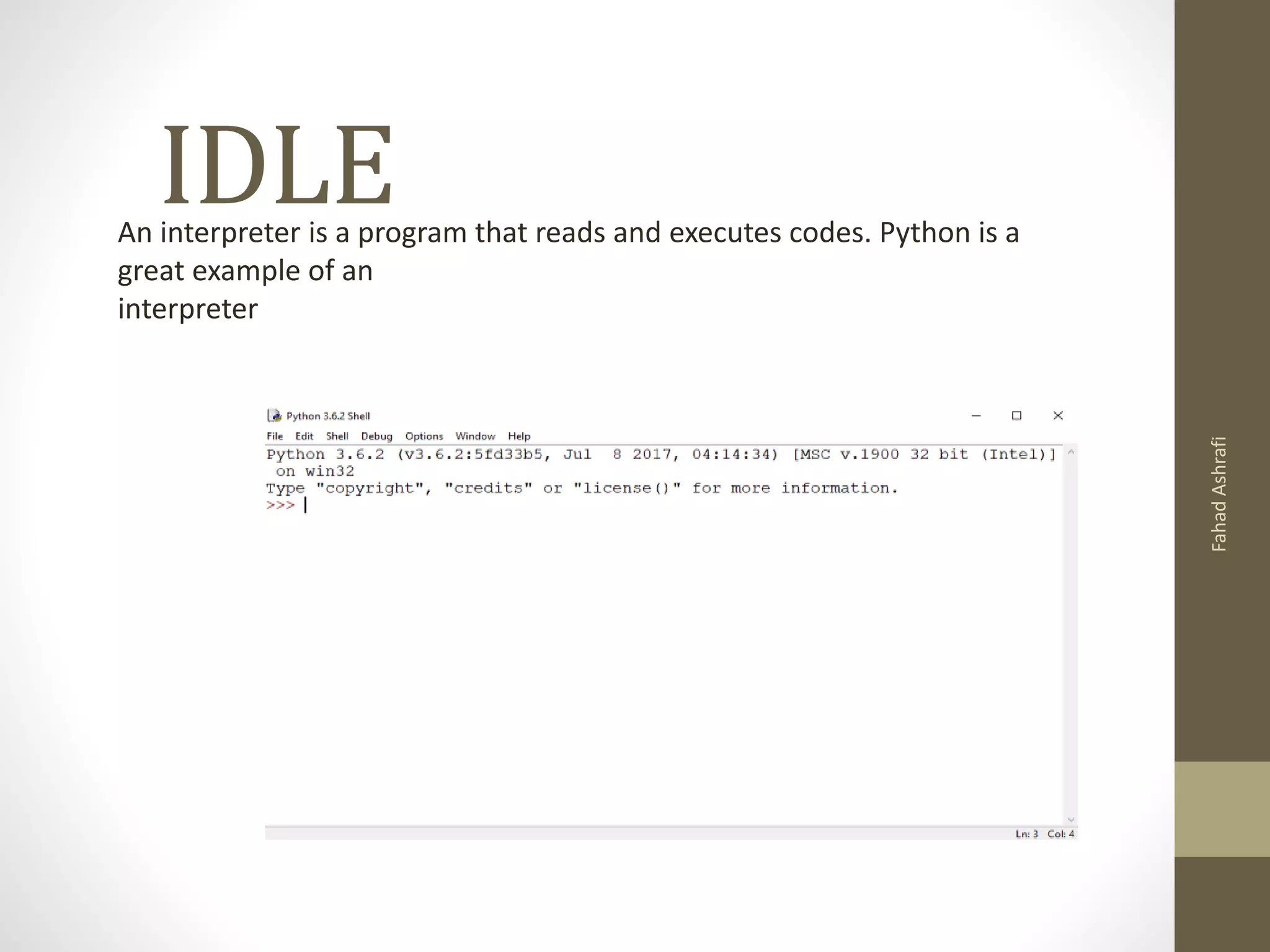 Python idle introduction(3) | PPT