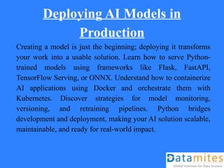 machine learning model serving in python using fastapi... Python in Artificial Intelligence and Machine Learning.pptx
