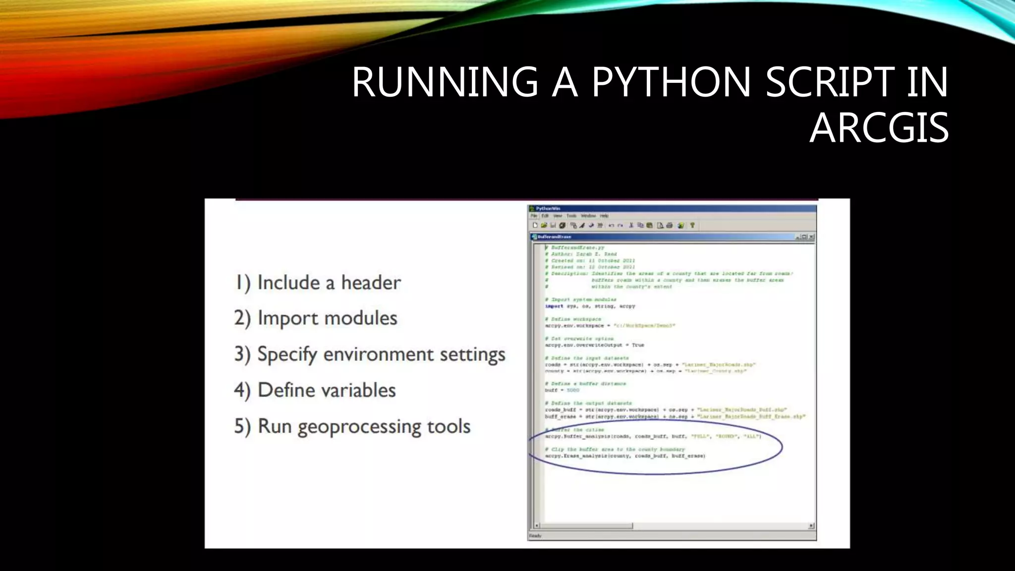 RUNNING A PYTHON SCRIPT IN ARCGIS 