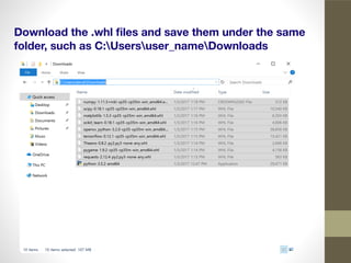 Download the .whl ﬁles and save them under the same
folder, such as C:Usersuser_nameDownloads
 