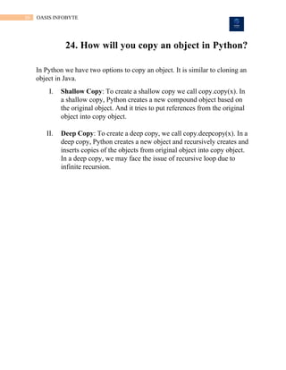 Python Interview Preparation questons... | PDF
